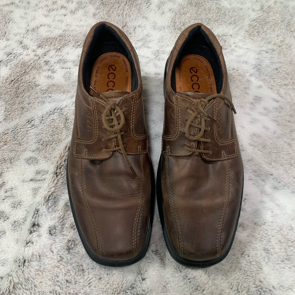 Ecco Real‎ Leather Men’s Dress Shoes US 11 / EU 44 Brown Shock Point Lace Up